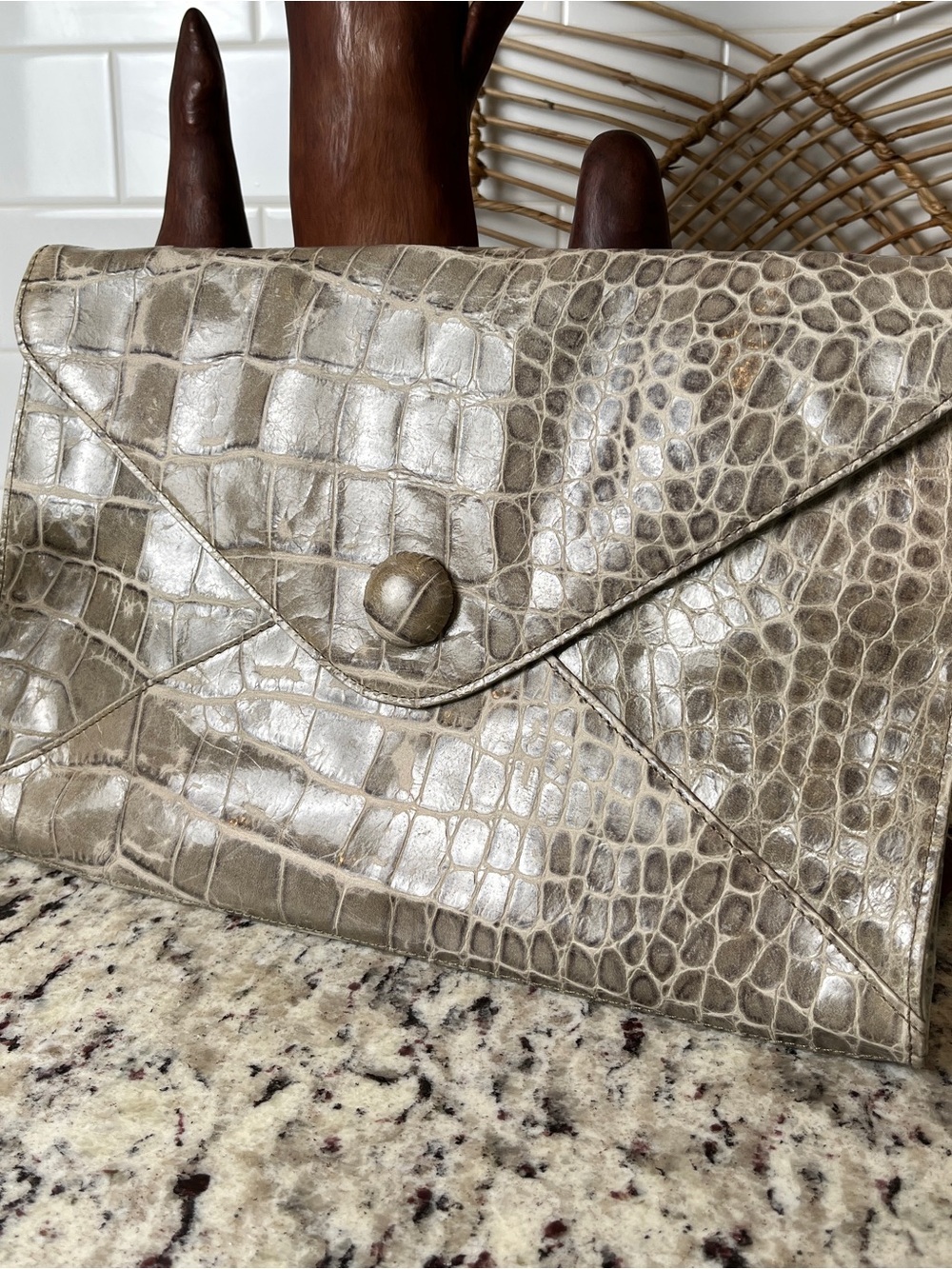 LODIS Croc-Embossed Envelope Clutch